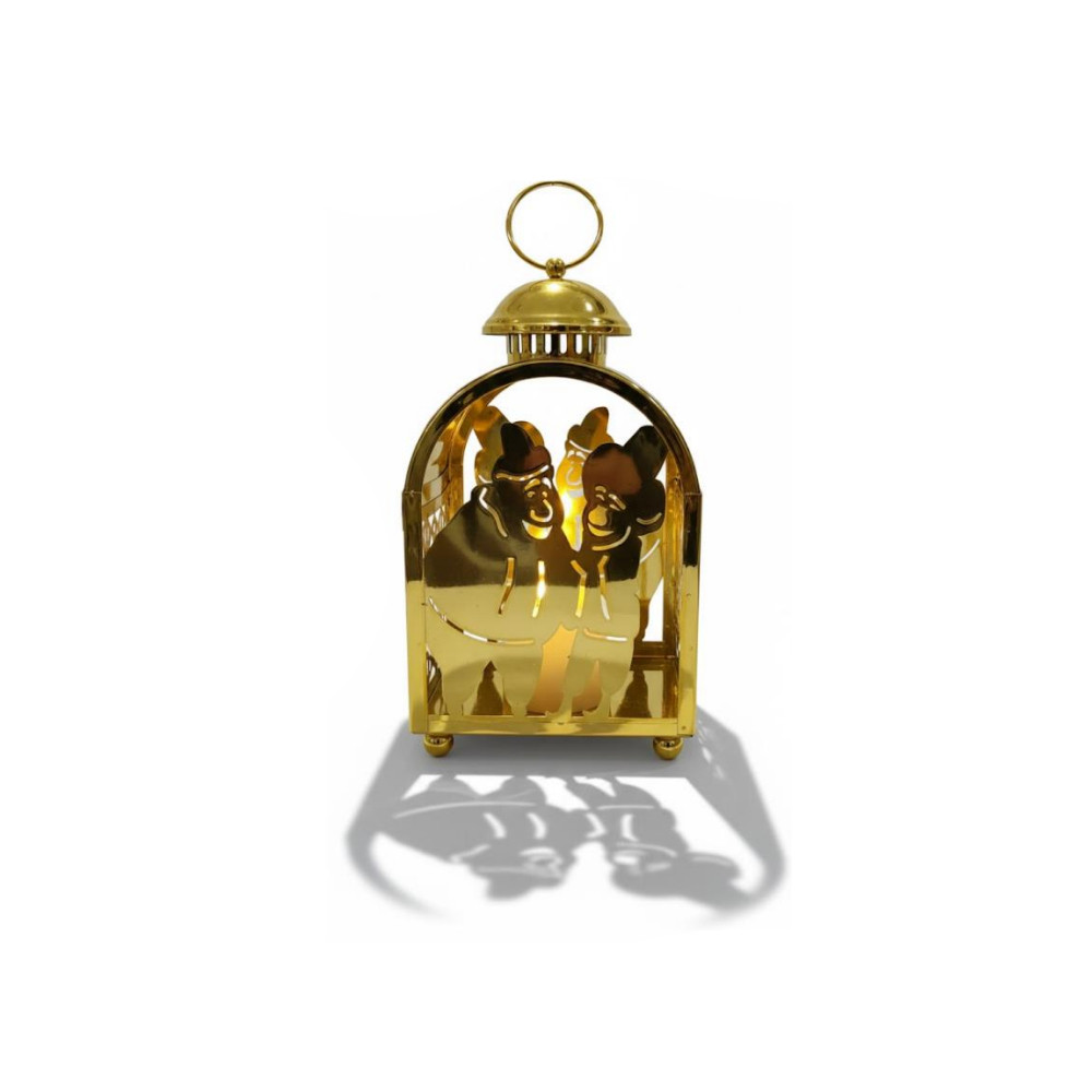 Ramadan Decorative Grey LED Lantern with Crescent Moon & Candle Light | 7138-43 - Home & Kitchen - Lebanon