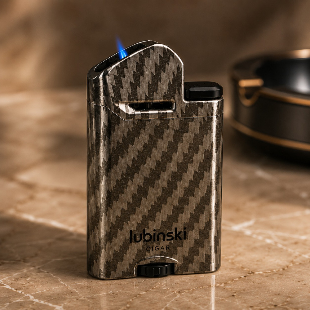 Hemingway Cigar Lighter Zinc Alloy (Blue Jet Flame), Visible Window, Adjustable Flame Torch | HMW-YJA10030GY