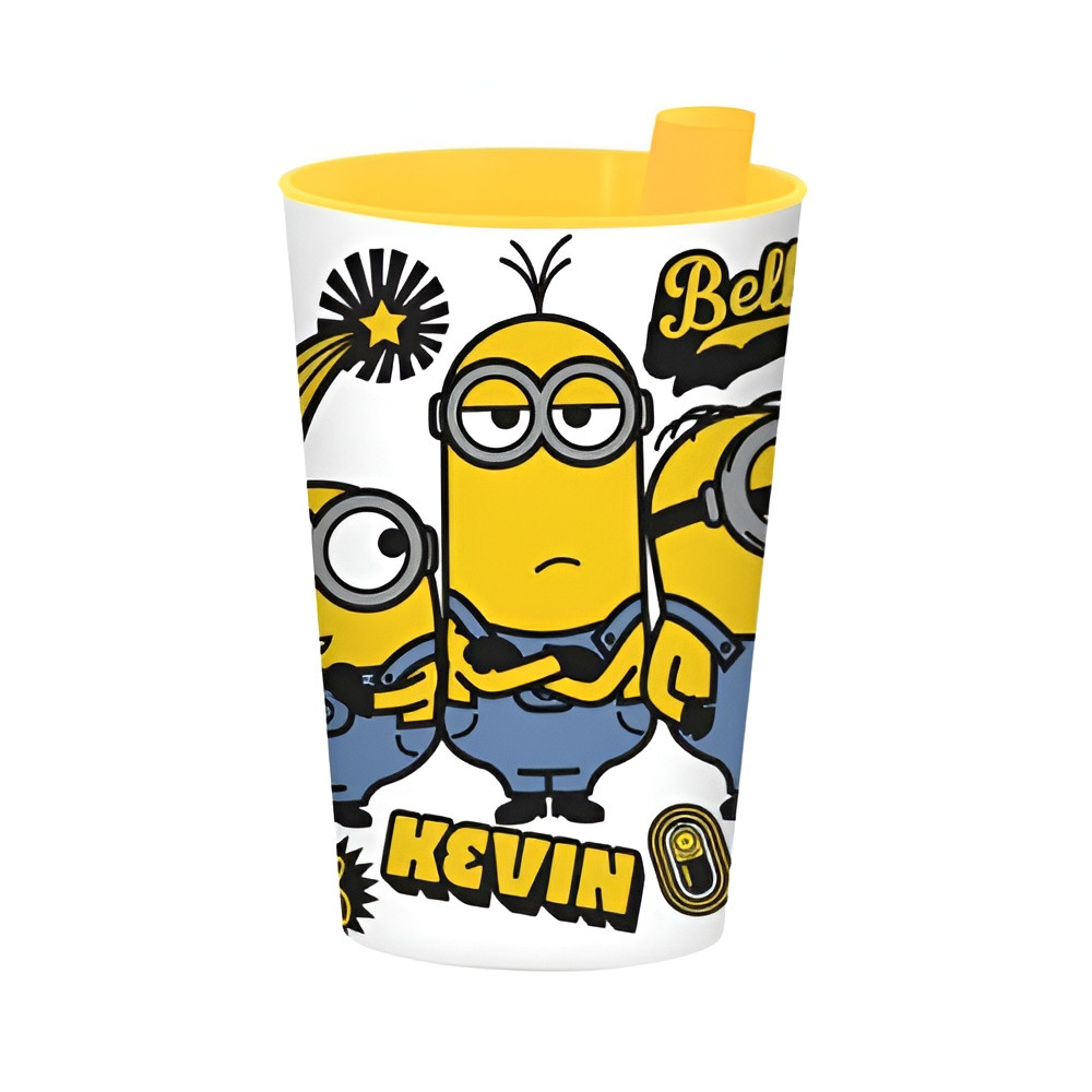 Minions Kevin Kids Cup with Built-In Straw – Yellow | 161931-250 - Home & Kitchen - Lebanon