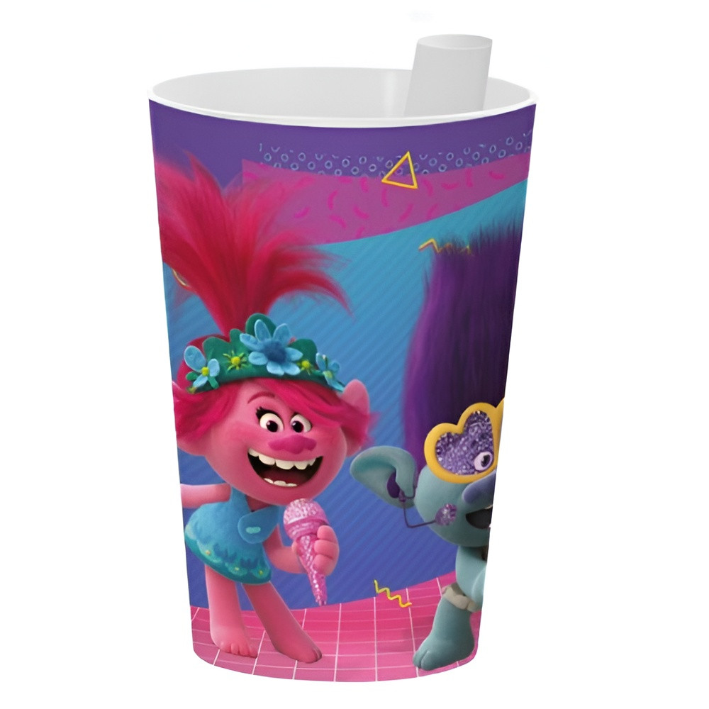 Trolls Kids Cup with Built-In Straw – Pink | 161931-261 - Home & Kitchen - Lebanon
