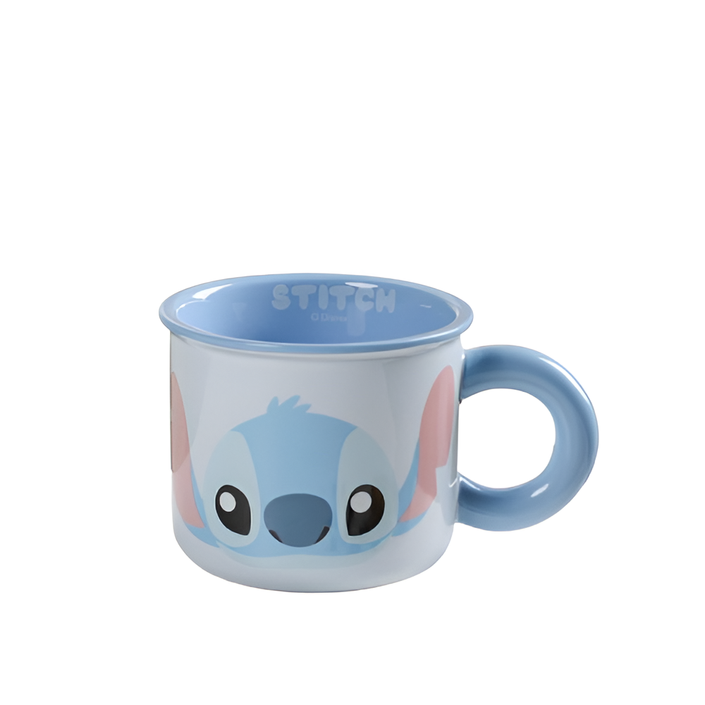 Cartoon Stitch Face Ceramic Mug Cute Kids Tea & Coffee Cup – Blue | ALJY23-108S - Home & Kitchen - Lebanon