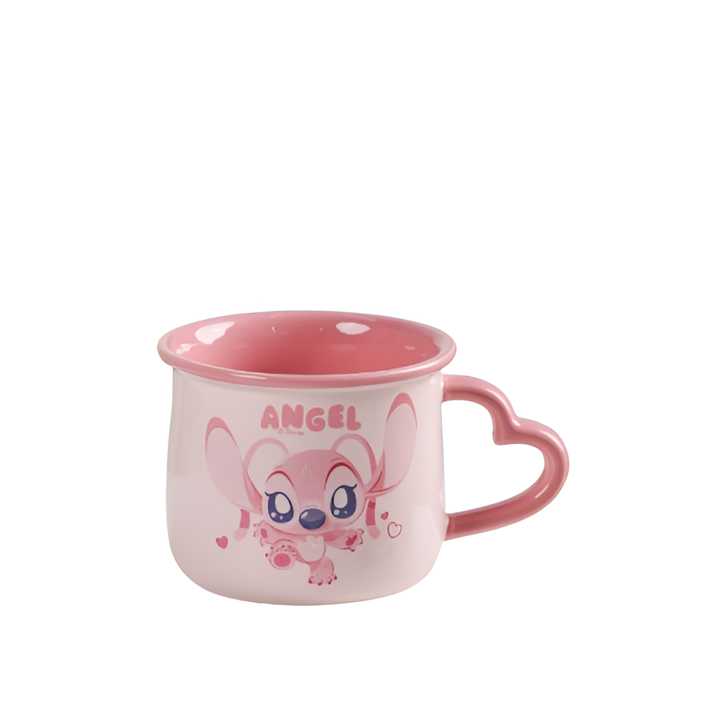 Cartoon Angel Ceramic Mug with Heart Handle Cute Kids Coffee Cup – Pink | ALJY23-100A - Home & Kitchen - Lebanon