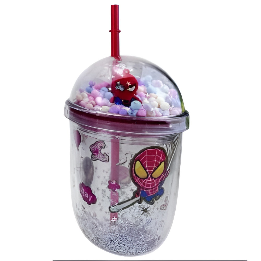 Kids Cartoon Spider-Man Plastic Tumbler with Straw Dome Lid Drinking Cup | AL6620-27A - Toys & Games - Lebanon