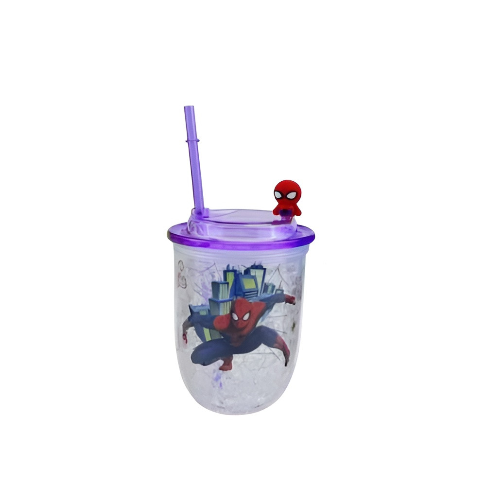 Kids Cartoon Spider-Man Plastic Tumbler with Straw Drink Cup – Purple Lid | AL6620-26C - Toys & Games - Lebanon