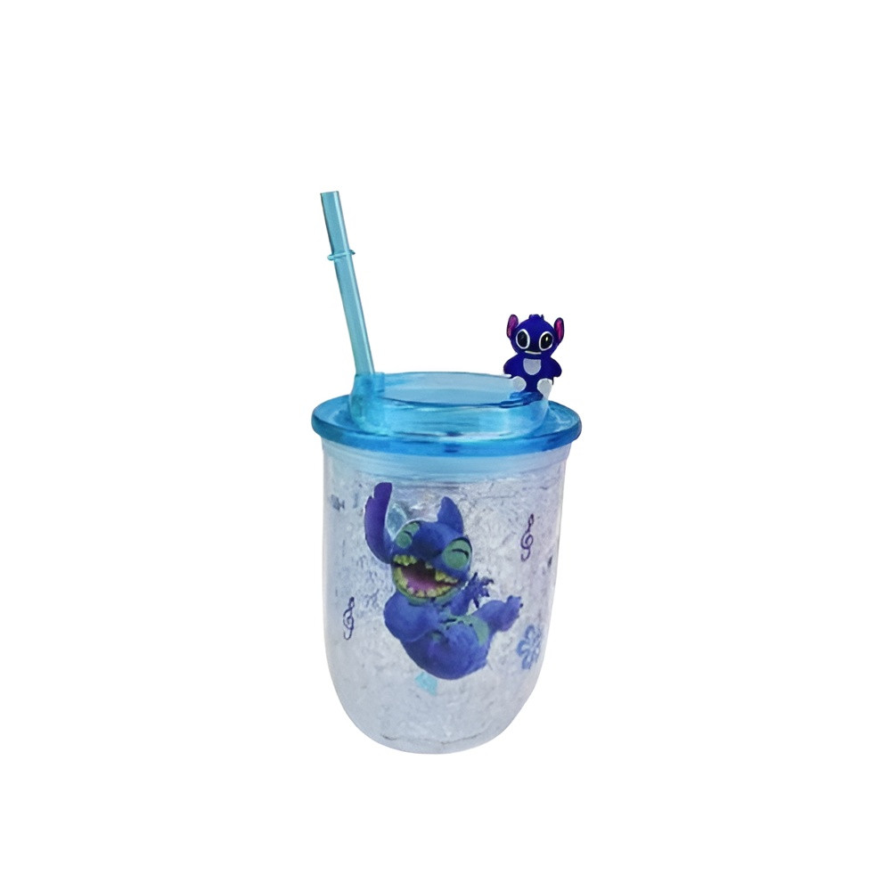 Kids Cartoon Stitch Plastic Tumbler with Straw Ice Drink Cup – Blue Lid | AL6620-7C - Toys & Games - Lebanon