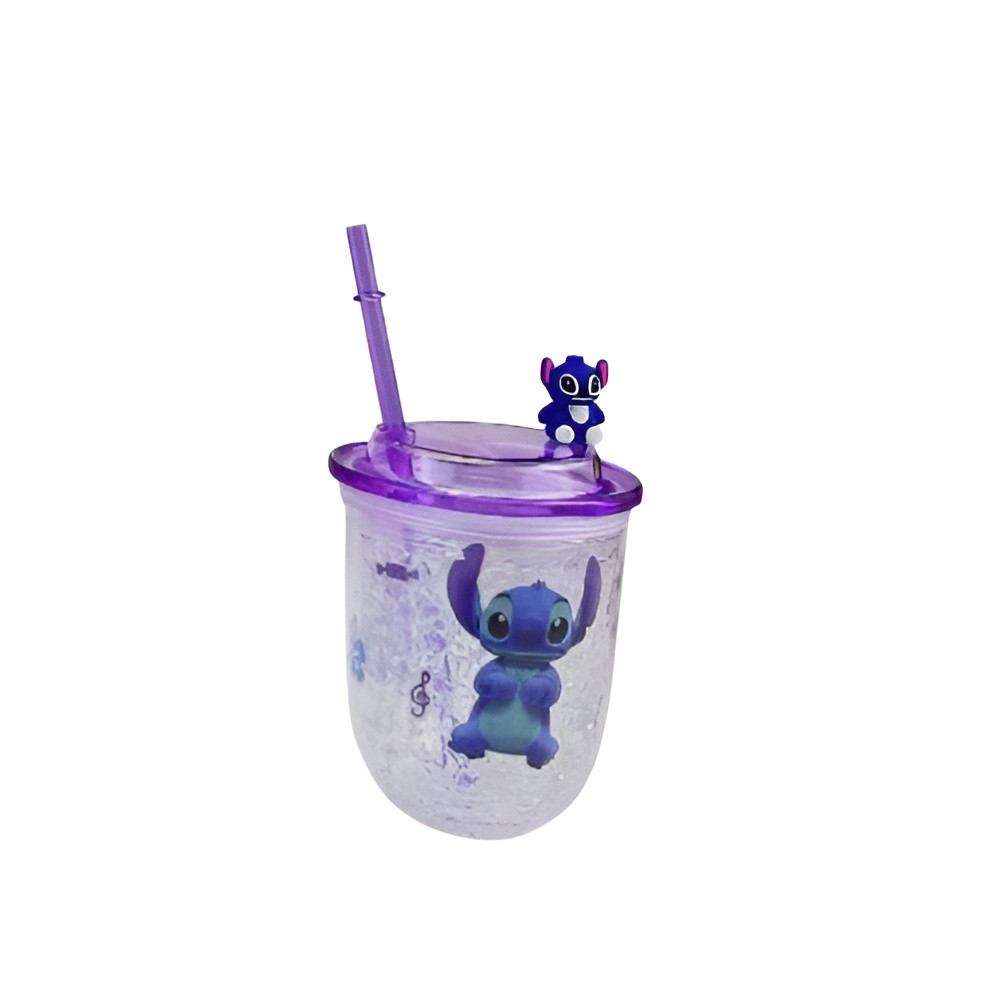 Kids Cartoon Stitch Plastic Tumbler with Straw Ice Drink Cup – Purple Lid | AL6620-7A - Toys & Games - Lebanon