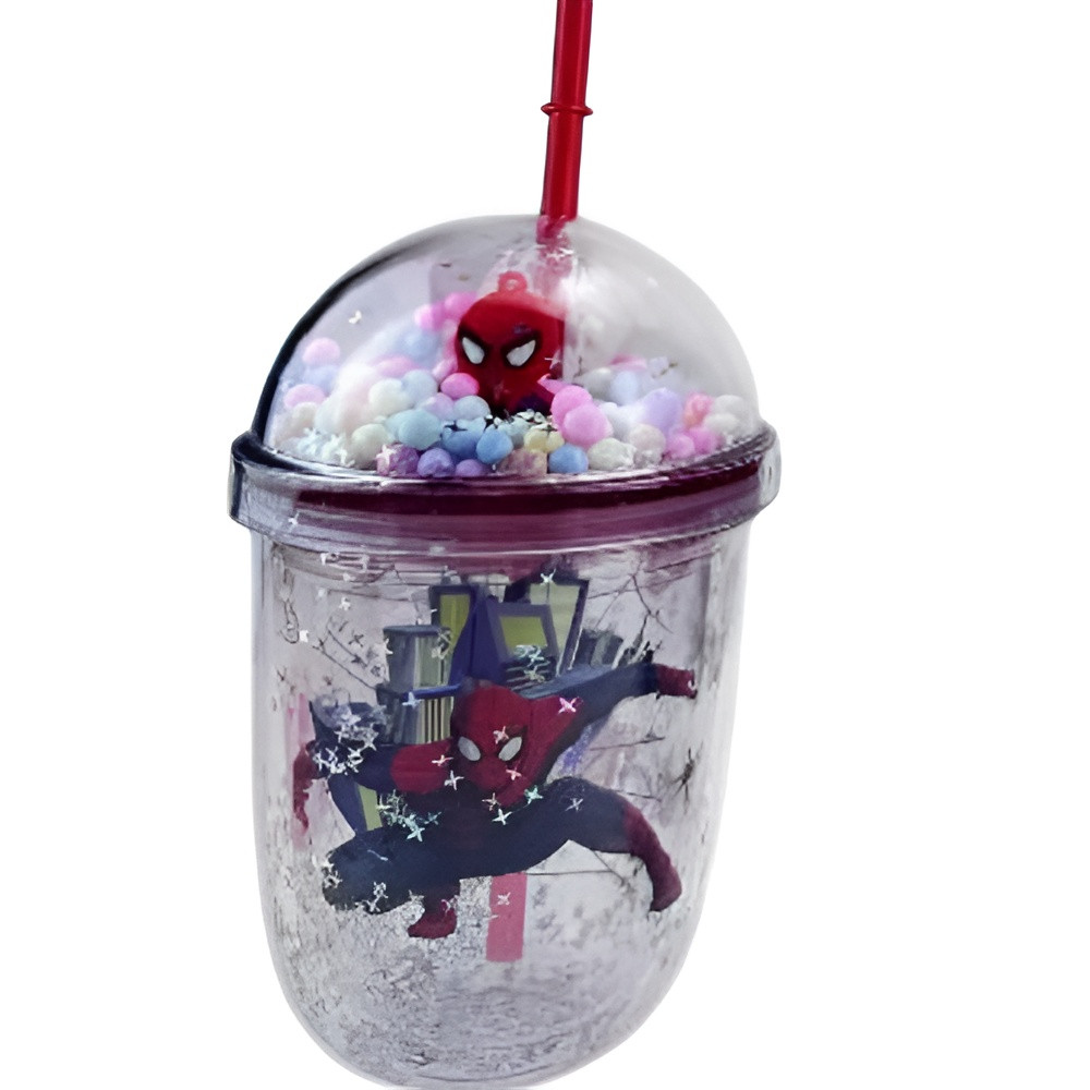Kids Cartoon Spider-Man Plastic Tumbler with Dome Lid & Straw Action Design Cup | AL6620-27D - Toys & Games - Lebanon