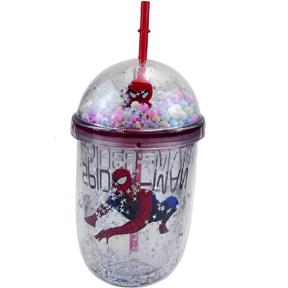 Kids Cartoon Spider-Man Plastic Tumbler with Dome Lid & Straw Comic Style Cup | AL6620-27C - Toys & Games - Lebanon