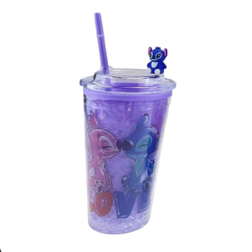 Kids Cartoon Stitch Plastic Tumbler with Straw Ice Drink Cup – Purple | AL6620-11C - Toys & Games - Lebanon