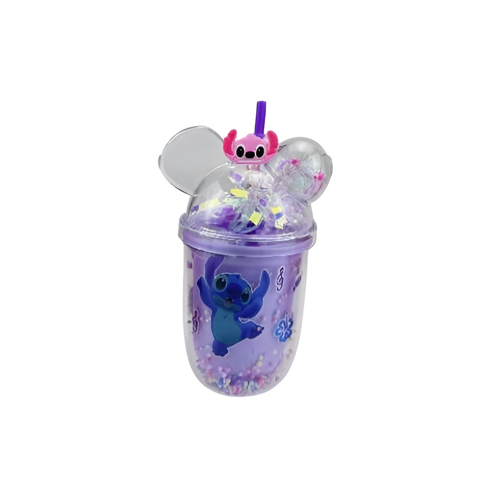 Kids Cartoon Stitch and Angel Plastic Tumbler with Dome Lid & Straw – Purple Beads Cup | AL6620-9C - Toys & Games - Lebanon