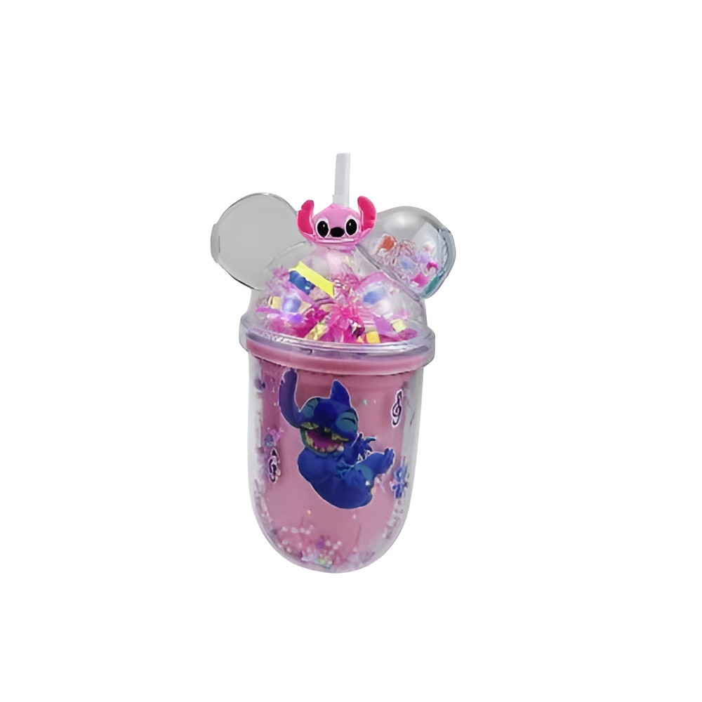 Kids Cartoon Stitch Plastic Tumbler with Dome Lid & Straw – Pink Beads Cup | AL6620-9B - Toys & Games - Lebanon