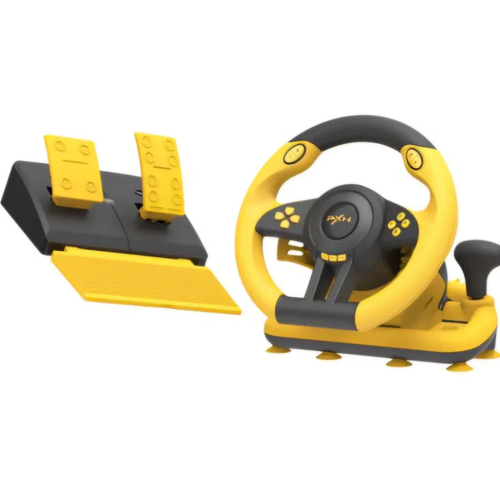 PXN PXN V3 Pro 180 Degree Steering Wheel with Pedals, Vibration Feedback fot for PC, PS3, PS4, Xbox One & Series XS, Nintedno Switch - Yellow - Gaming - Lebanon