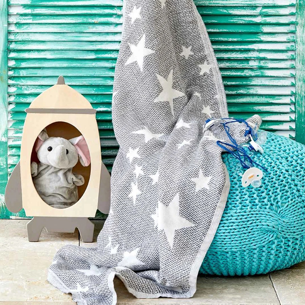 Karaca Karaca Home Baby Star Gray 80x120cm Baby Blanket | 200.16.01.0413 - Home & Kitchen - Lebanon