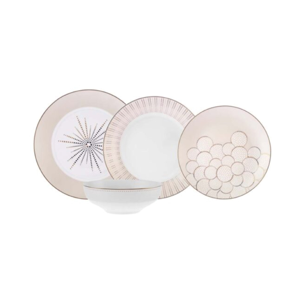Karaca Karaca Antares 24-Piece Porcelain Dinner Set for 6 People | 153.09.01.0583 - Home & Kitchen - Lebanon