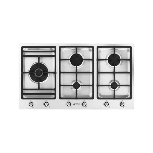 Smeg SMEG Gas Hob 90cm 5 Burners Safety Classica Satin Stainless Steel | PS906-2 - Home & Kitchen - Lebanon