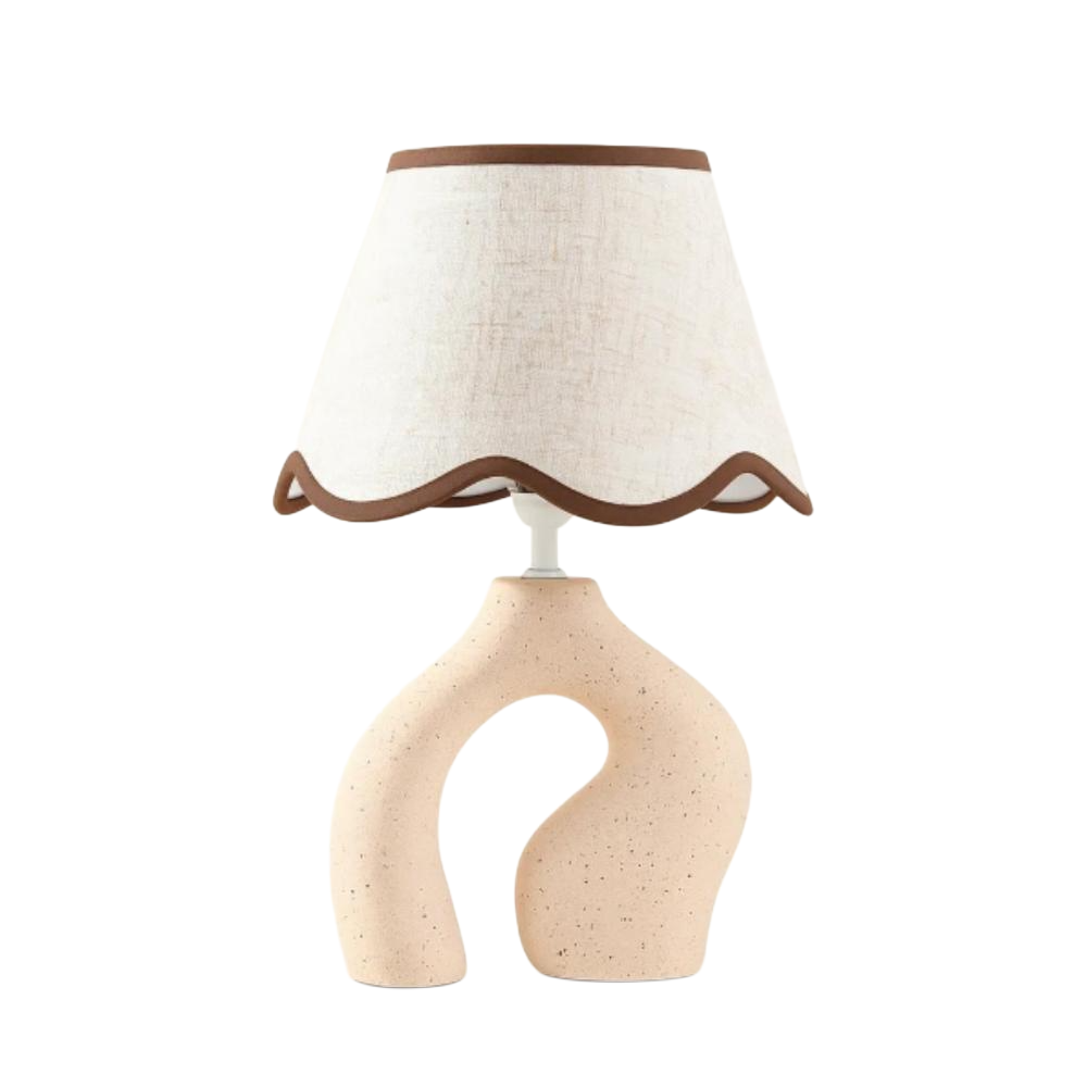 SK SK Stone Sculptural Table Lamp - 37 cm, Ruffled Shade | SK923 - Home & Kitchen - Lebanon