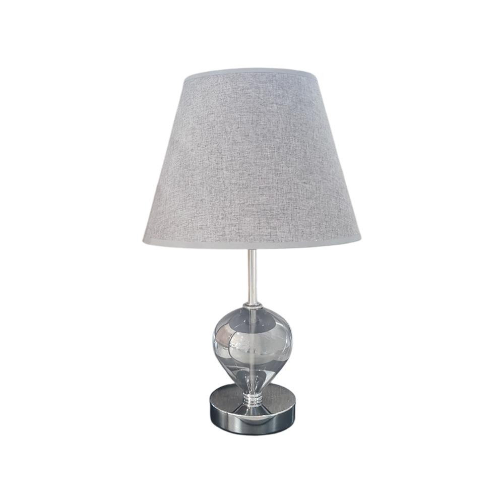 SK SK Modern Metallic Glass Table Lamp with Grey Fabric Shade 24 cm | SK924G - Home & Kitchen - Lebanon