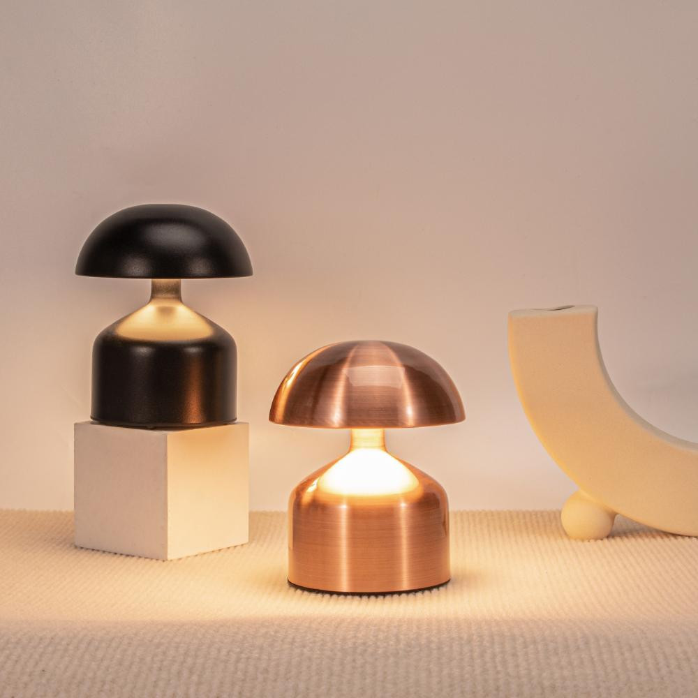SK SK Modern Rose Gold Mushroom LED Table Lamp - 13 cm, 3 Adjustable Light Levels | SK1951415 - Home & Kitchen - Lebanon