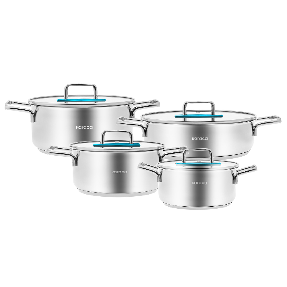 Karaca Karaca Arya Induction Base 9-Piece Blue Steel Cookware Set | 153.03.08.2651 - Home & Kitchen - Lebanon