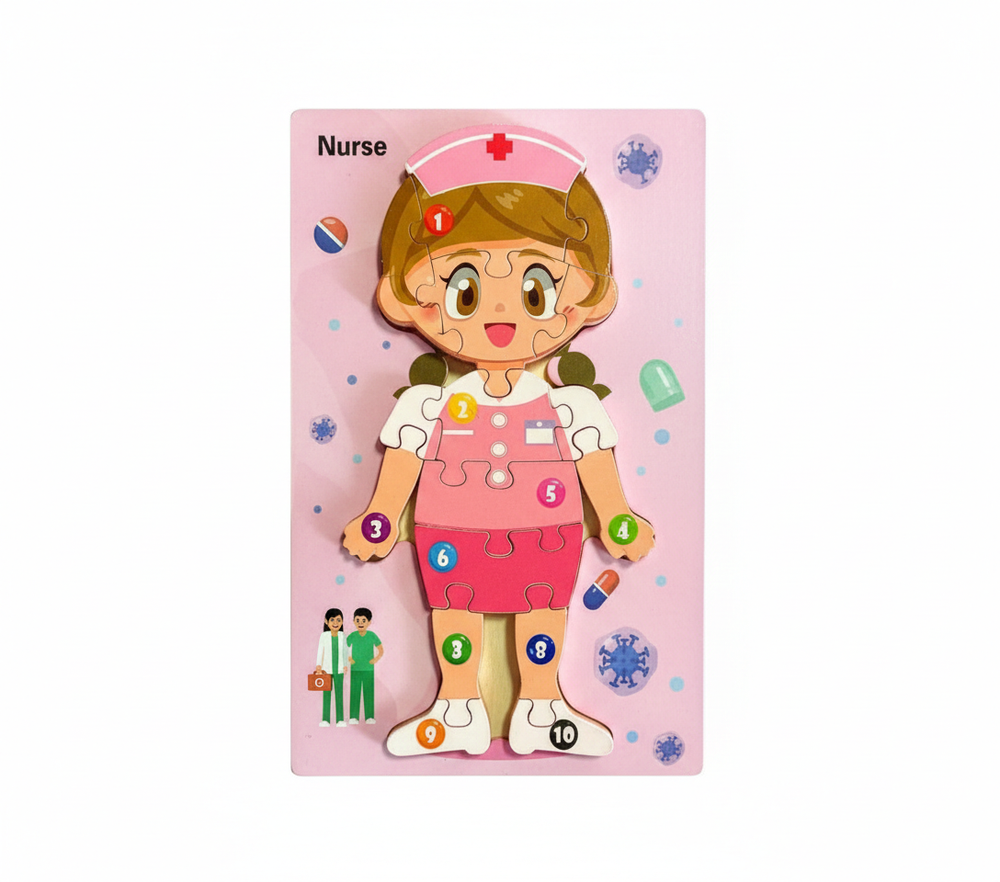 Kids Nurse Wooden Puzzle - Educational Dress-Up Character | AL7803 - Toys & Games - Lebanon