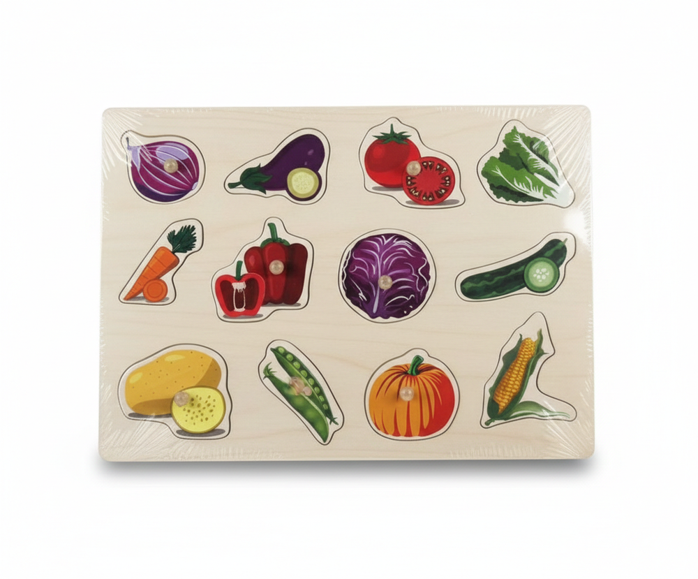 Kids Vegetables Educational Wooden Puzzle Board - Arabic Labels | AL4476 - Toys & Games - Lebanon