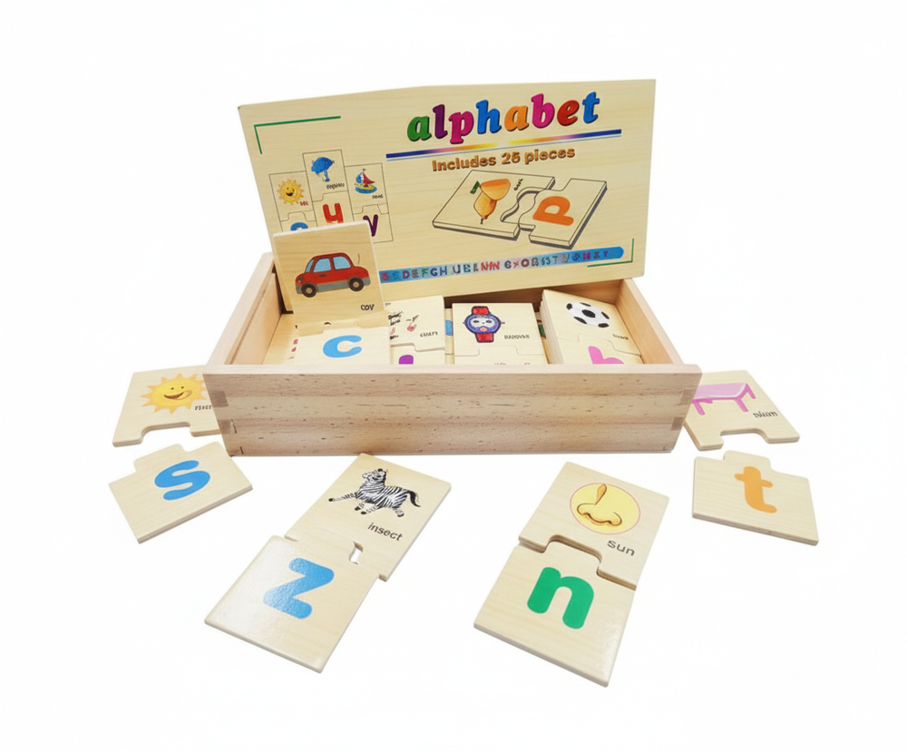 Kids English Alphabet Wooden Letter Matching Box - 26 Pieces | AL4481 - Toys & Games - Lebanon