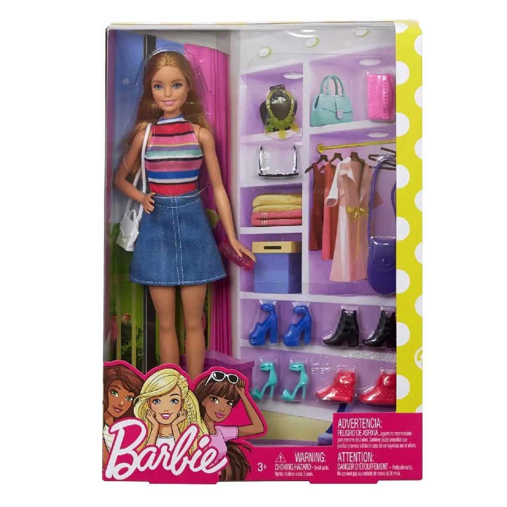 Barbie Barbie Fashion Doll with Wardrobe & Accessories Set | FVJ42 - Toys & Games - Lebanon
