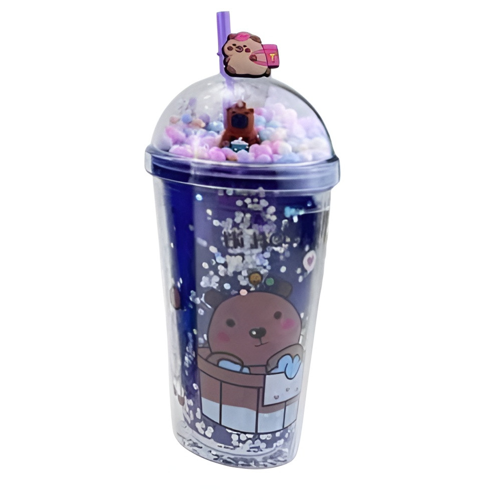 Capybara Spa Day Reusable Cold Cup with Dome Shaker Lid – Purple Aesthetic Tumbler | AL6620-4P - Home & Kitchen - Lebanon