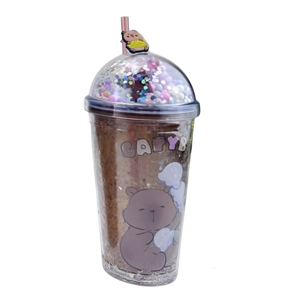 Cute Bear Glitter Tumbler Cup with Straw – Kids Reusable Cold Drink Cup | AL6620-5A - Home & Kitchen - Lebanon