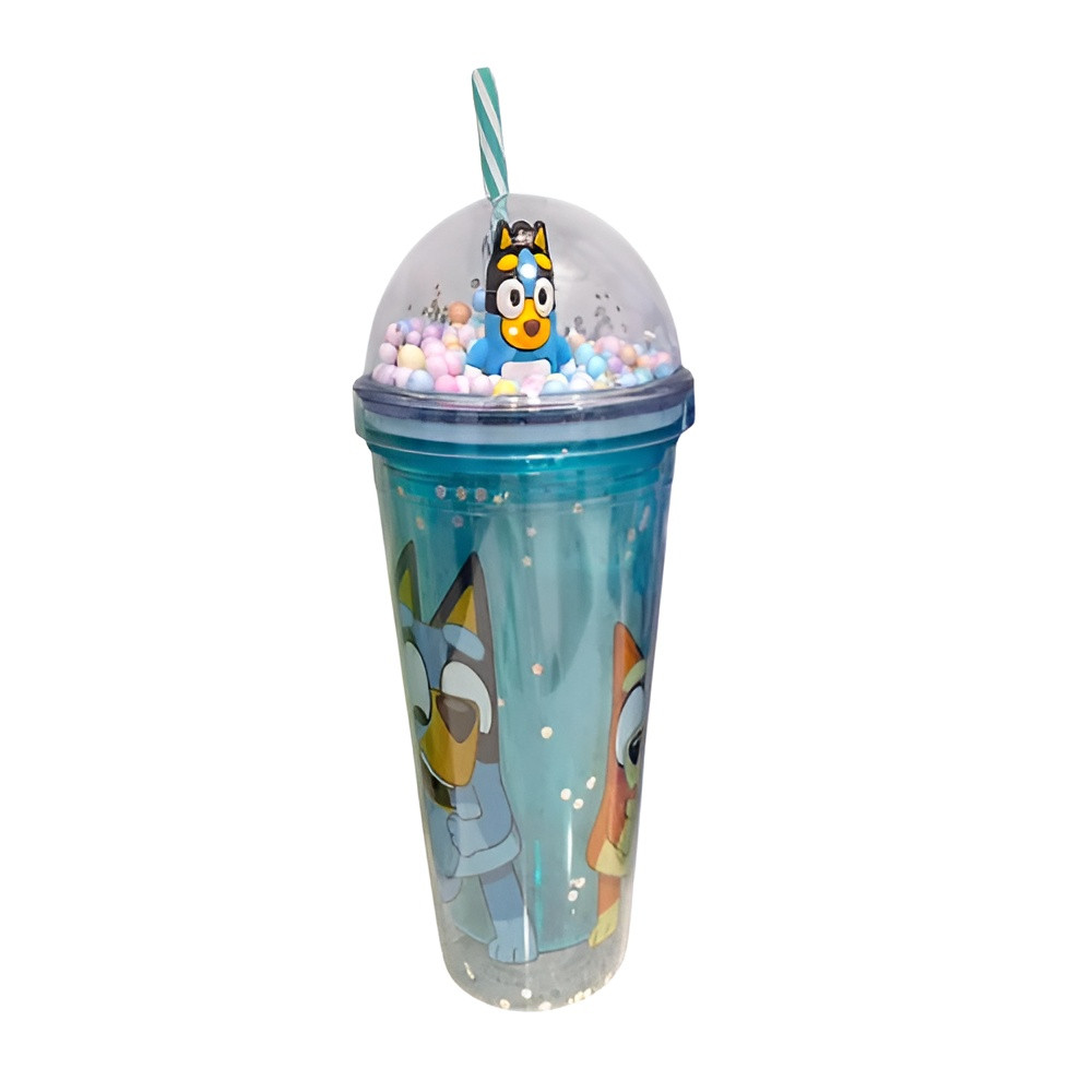 Kids Cartoon Dog Double Wall Glitter Tumbler Cup with Straw & Dome Lid – Teal | AL6620-31C - Toys & Games - Lebanon