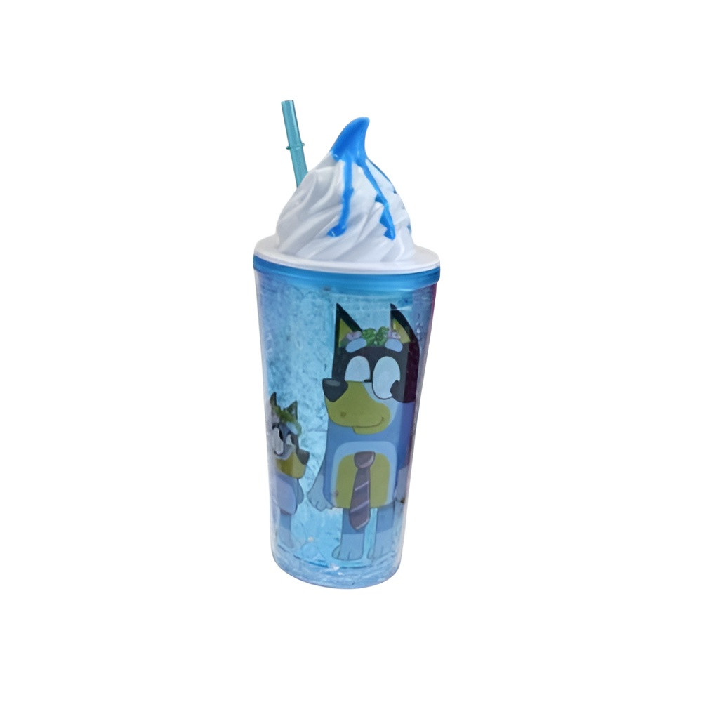 Kids Cartoon Dog Double Wall Glitter Tumbler Cup with Straw & Whipped Cream Lid – Blue | AL6620-30B - Toys & Games - Lebanon