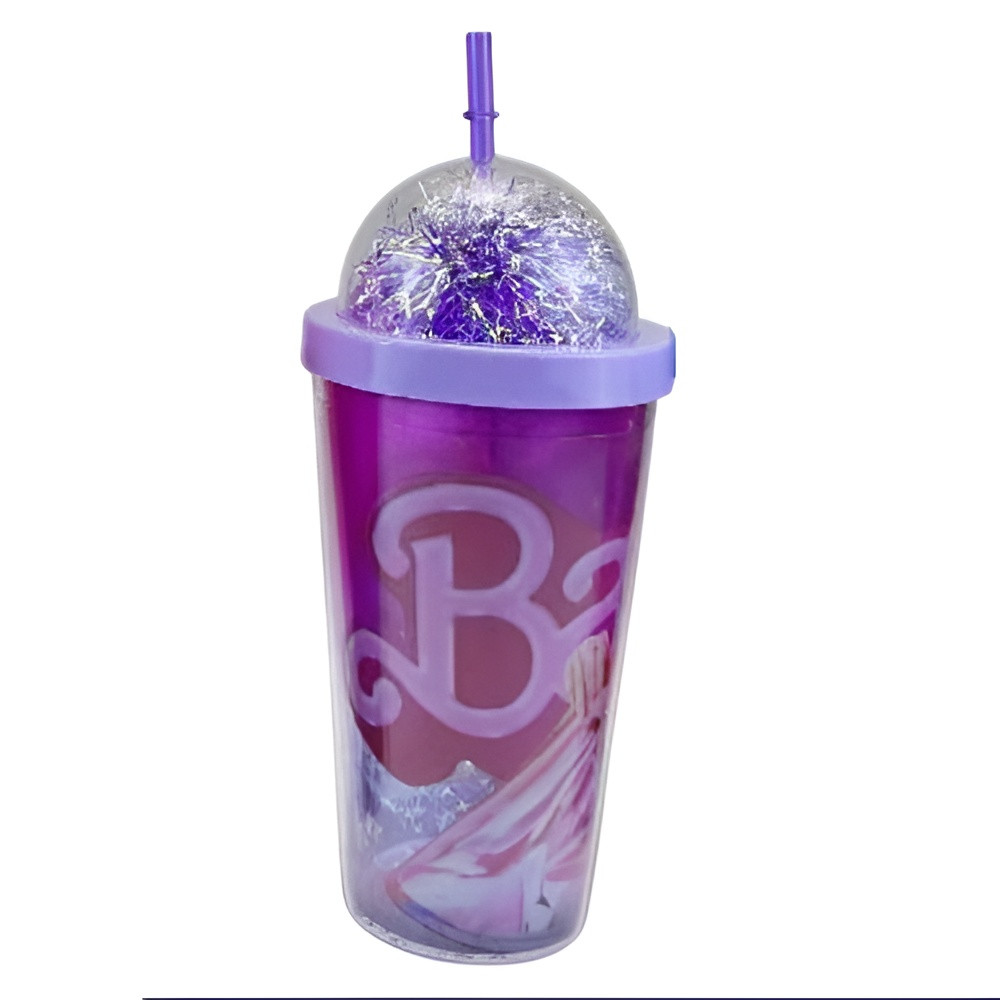 Kids Barbie Double Wall Glitter Tumbler Cup with Straw & Dome Lid – Purple | AL6620-13B - Home & Kitchen - Lebanon