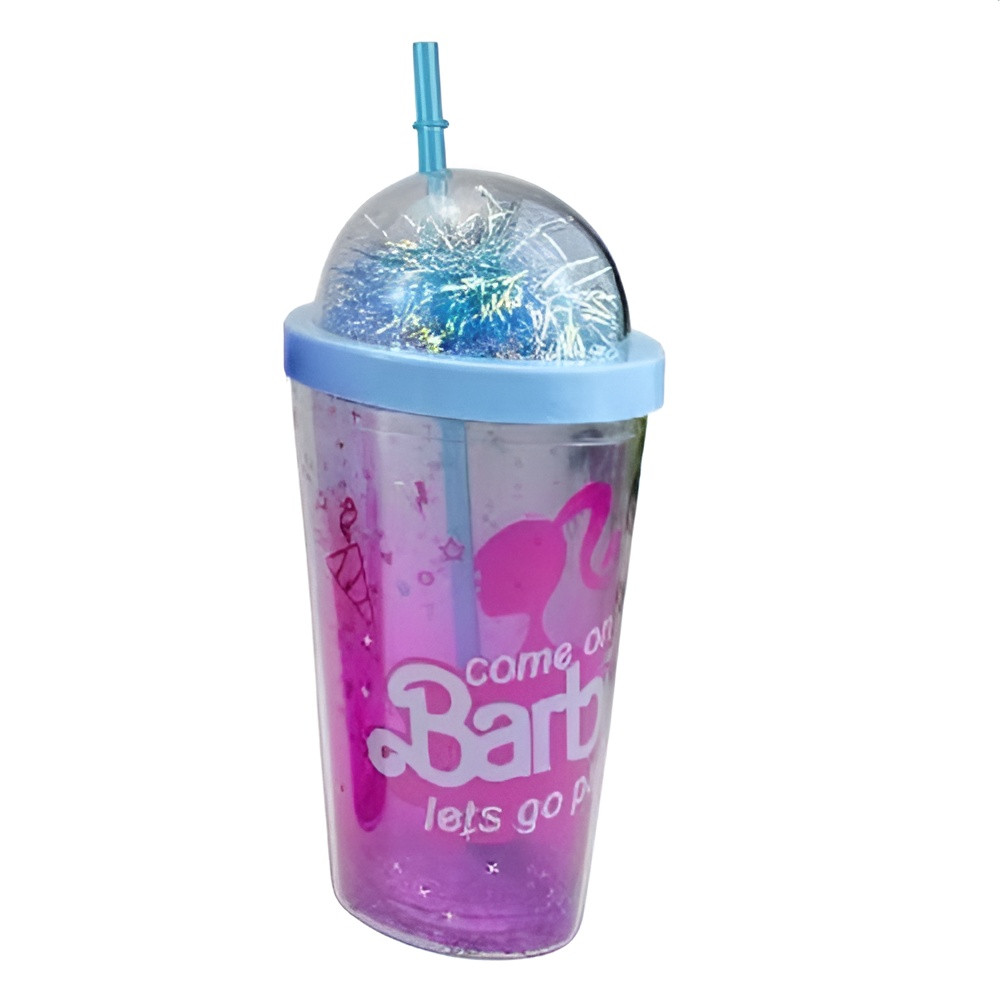 Kids Barbie Double Wall Glitter Tumbler Cup with Straw & Dome Lid – Blue | AL6620-13A - Home & Kitchen - Lebanon