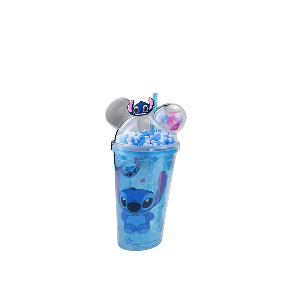 Kids Stitch Double Wall Glitter Tumbler Cup with Straw & Dome Lid – Blue | AL6620-10B - Home & Kitchen - Lebanon
