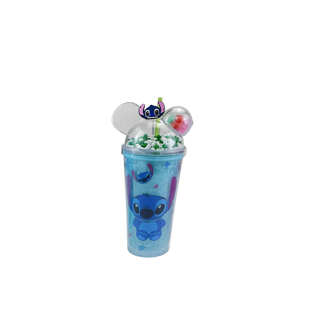 Kids Stitch Double Wall Glitter Tumbler Cup with Straw & Dome Lid – Cyan | AL6620-10C - Home & Kitchen - Lebanon