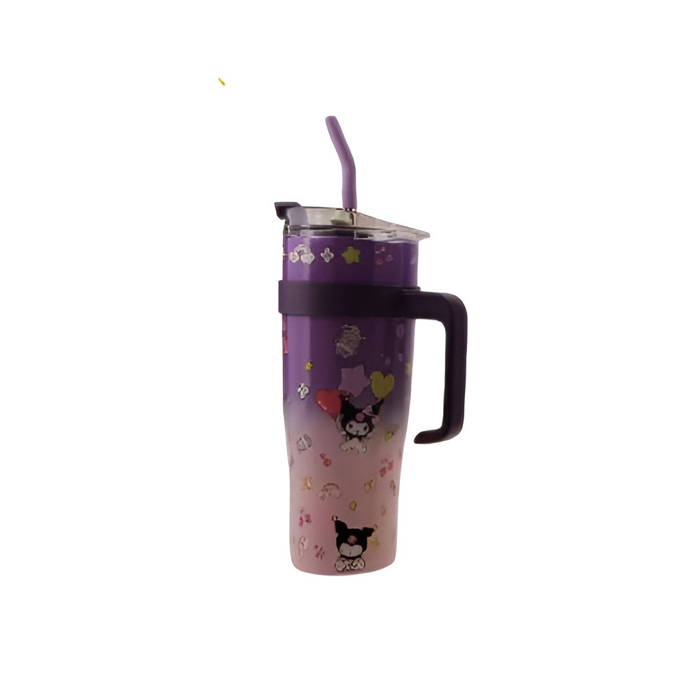 Kids Kuromi Handle Tumbler Cup with Straw & Lid – Purple & Pink | AL6620-20B - Home & Kitchen - Lebanon