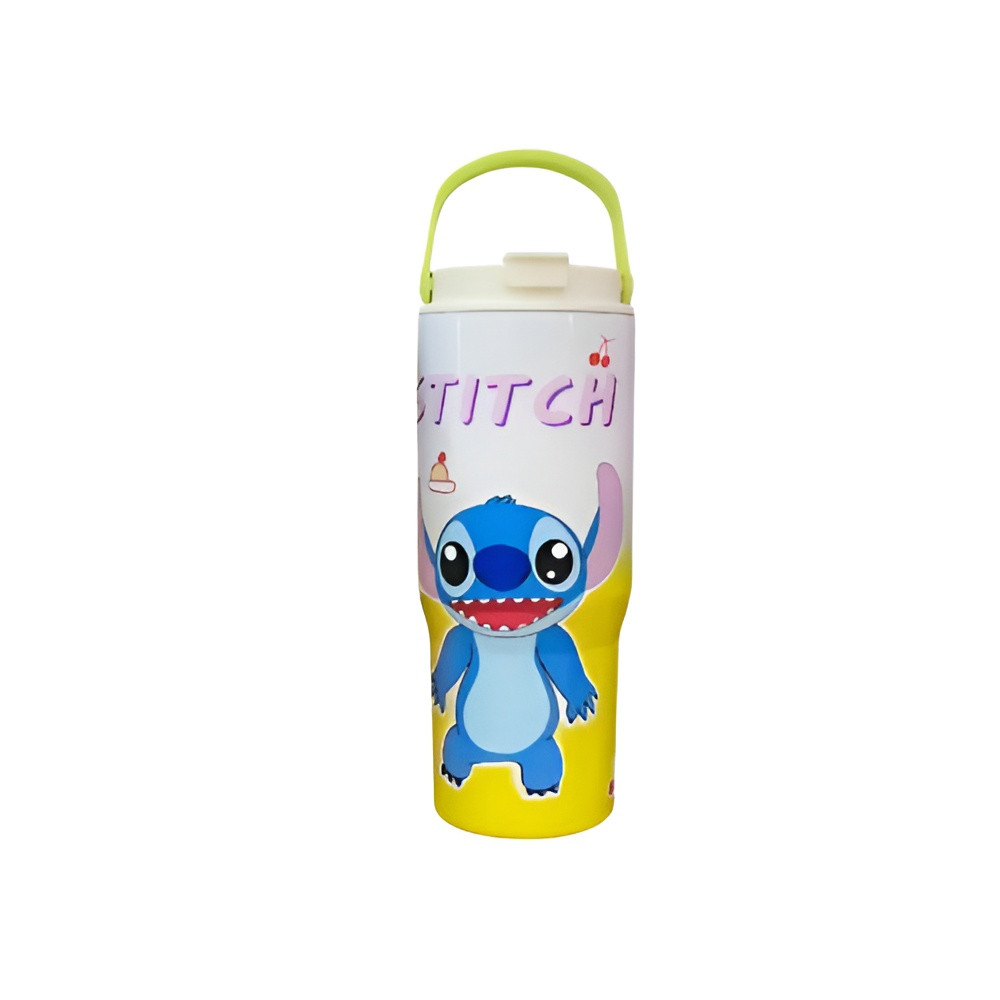 Kids Stitch Insulated Travel Tumbler with Handle & Lid – White & Yellow | AL6620-21C - Home & Kitchen - Lebanon