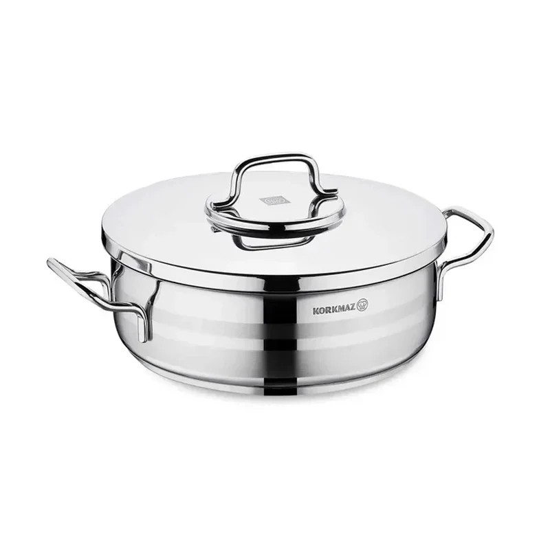 Korkmaz Korkmaz Astra2 Stainless Steel Low Casserole 24 cm | A2034 - Home & Kitchen - Lebanon