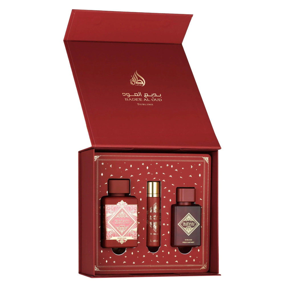 Lattafa Lattafa Gift Set Badee Al Oud Sublime Women Perfume 100ml + Hairmist 12ml - Beauty & Personal Care - Lebanon