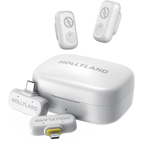 Hollyland LARK A1 Combo Wireless Lavalier Microphone Kit for iPhone & Android - White (2TX + USB-C RX + Lightning RX + Charging Case)