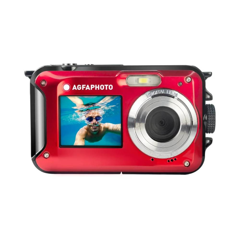 AgfaPhoto AGFA Photo Realishot – Waterproof, 24 MP, Full HD, Dual LCD Screen, 16x Digital Zoom, Digital Stabilizer, Lithium Battery - Red | WP8000RD - TV, Cameras & Photography - Lebanon