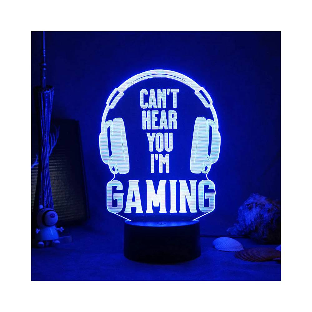 Gaming Room Desk Setup Lighting Decor 3D “Can’t Hear You I’m Gaming” LED Night Lamp - 7 Color Change - Computers & Tech - Lebanon
