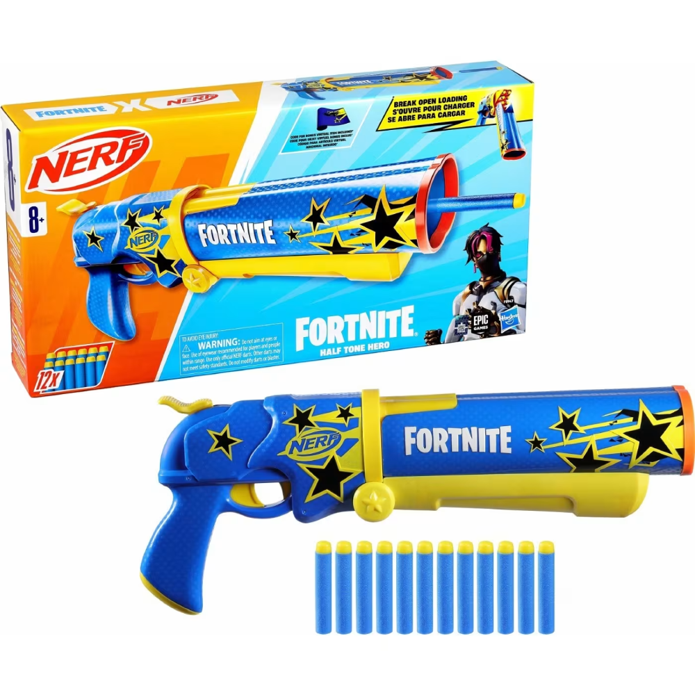 Hasbro Hasbro Nerf Fortnite Half Tone Hero Blaster With 12 Nerf Elite Foam Darts | HBNRF8947 - Toys & Games - Lebanon