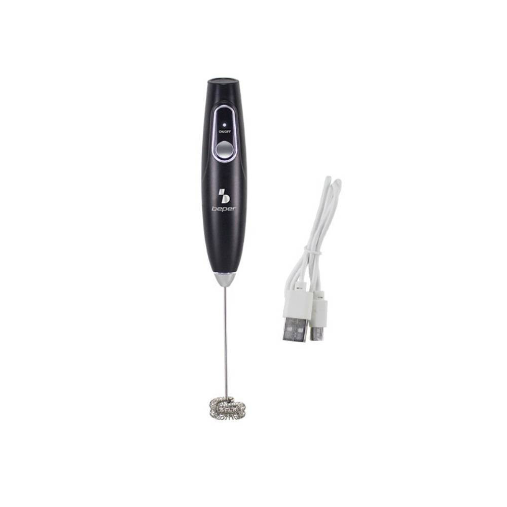 Beper Beper Rechargeable Electric Milk Frother Stainless Steel Whisk USB 40min Battery | P102SBA009 - Home & Kitchen - Lebanon