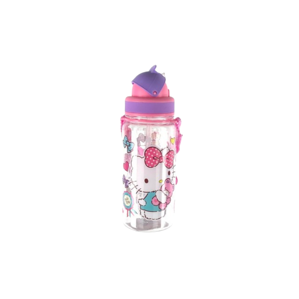 Kids Water Bottle with Straw Hello Kitty Design – Pink | SH-2002D - Home & Kitchen - Lebanon