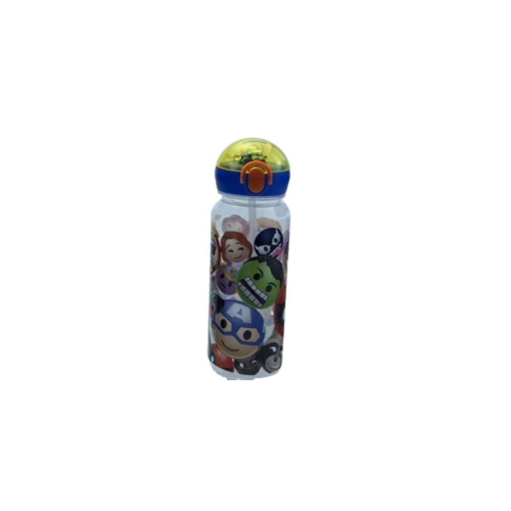 Kids Water Bottle with Straw Marvel Avengers Design Yellow | LZ-23122-6-2 - Home & Kitchen - Lebanon