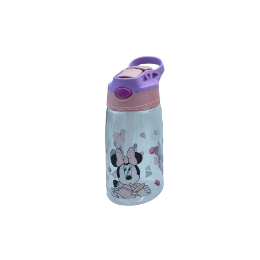  Kids Water Bottle with Straw Minnie Mouse Sitting Design Pink | LZ-23122-6 - Home & Kitchen - Lebanon