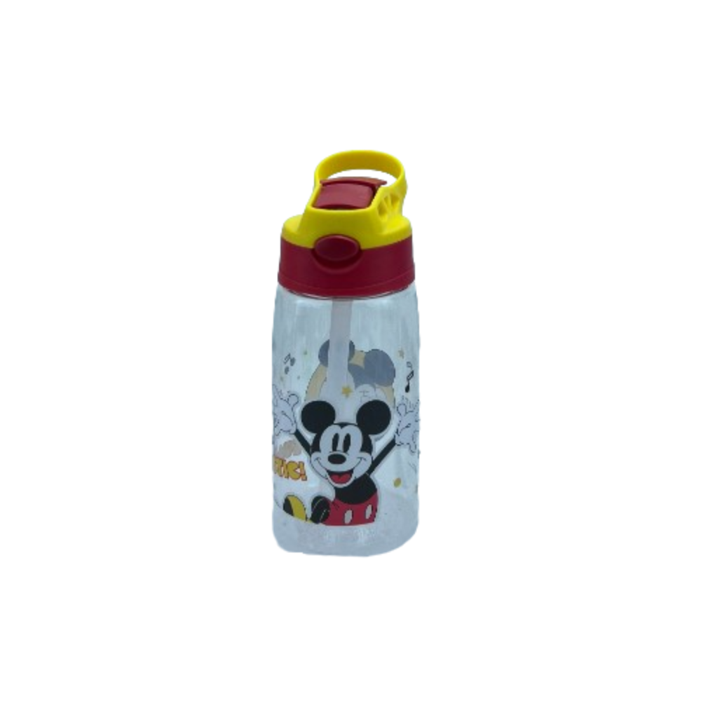 Kids Water Bottle with Straw Mickey Mouse Design Yellow & Red | LZ-23122-6 - Home & Kitchen - Lebanon
