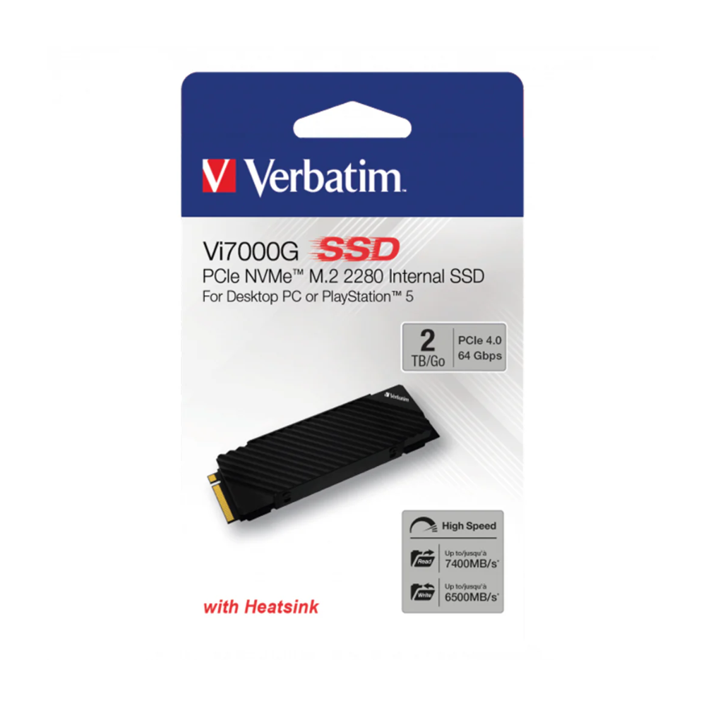 Verbatim Verbatim Vi7000G 2TB PCIe NVMe M.2 SSD for PS5 | High-Speed Gaming SSD with Heat Sink - Gaming - Lebanon