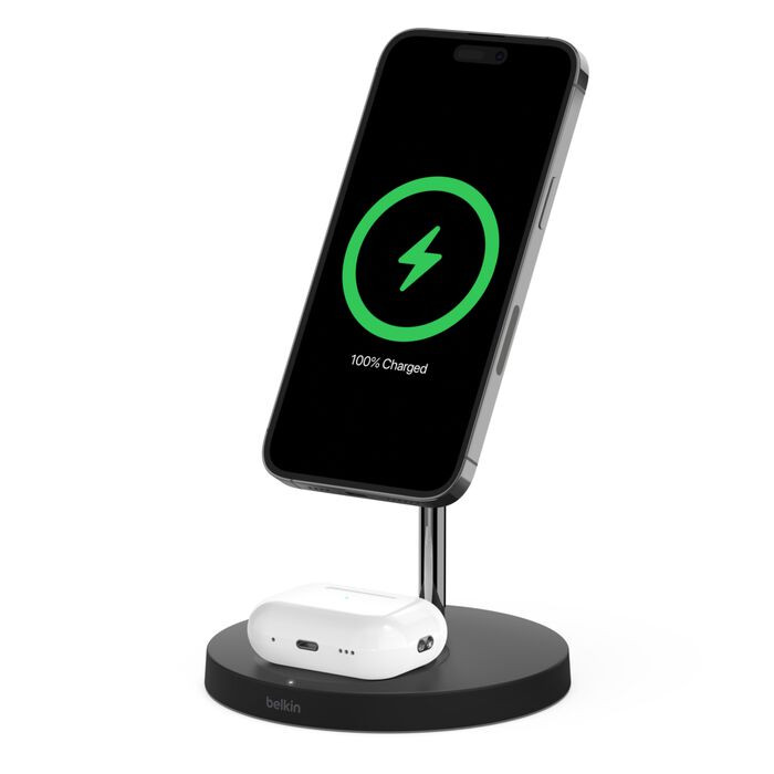 Belkin Belkin Boost Charge pro 2-in-1 Wireless Charger Stand with Official MagSafe Charging 15W | WIZ010VFBK - Phones & Wearables - Lebanon